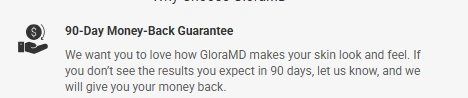 Glora Serum money back guarantee