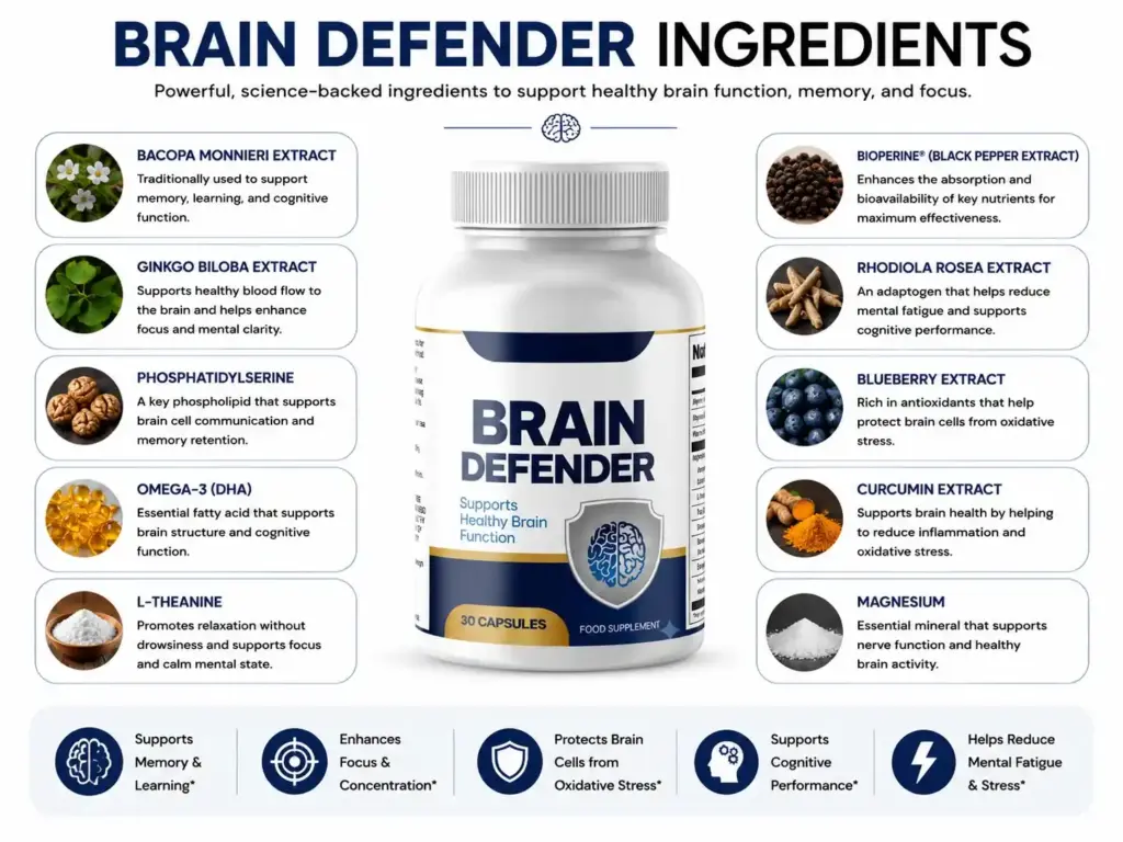Ingrediants of brain defender