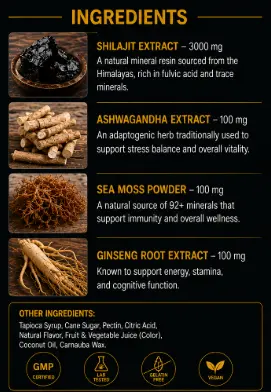 Shilajit Gummies Ingredients