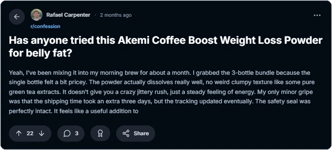 Akemi Coffee Boost user reviews