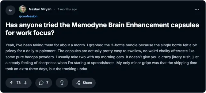 Memodyne user reviews