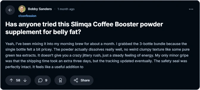 Slimqa Coffee Booster user reviews