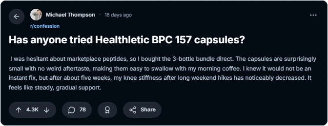 bpc157 reviews reddit