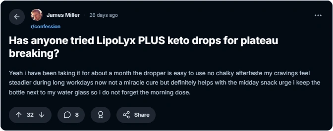 LipoLyx PLUS keto drops Reddit Review
