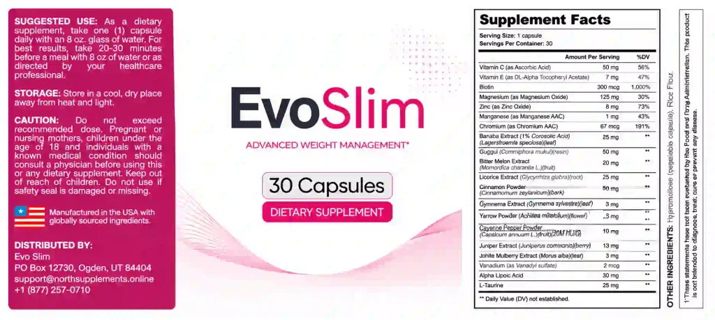 Evo Slim Ingredients