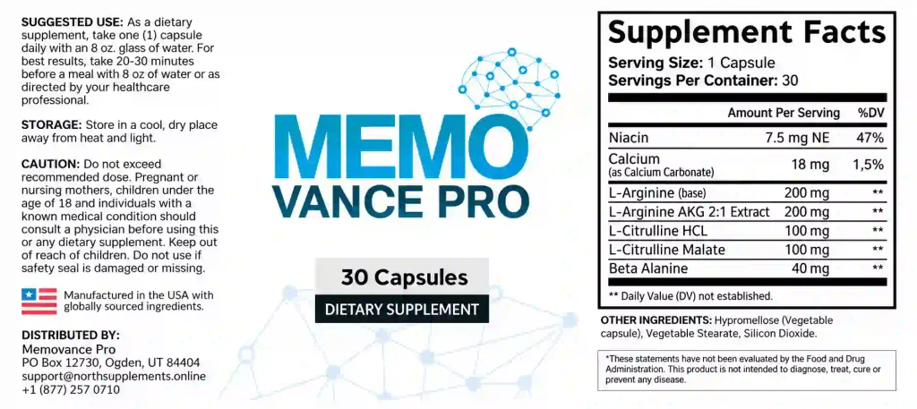MemoVance Pro Ingredients