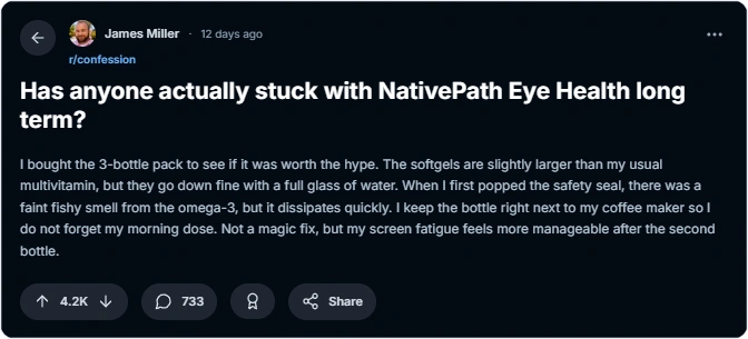 NativePath Eye health reviews Reddit