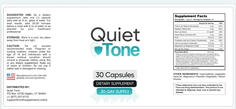 quiet tone ingridents
