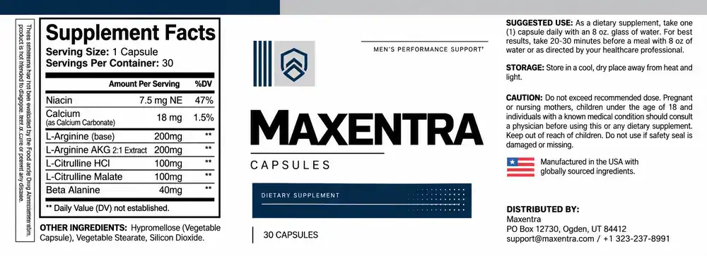 Maxentra Ingredients