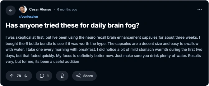Neuro Recall user reviews